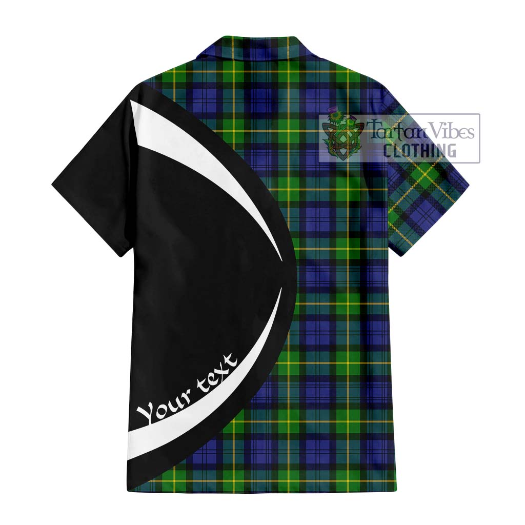 Tartan Vibes Clothing Meldrum Tartan Short Sleeve Button Up with Family Crest Circle Style