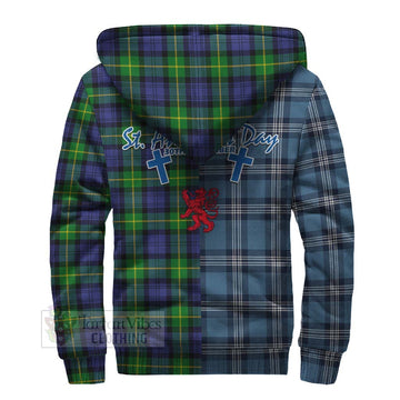 Meldrum Tartan Sherpa Hoodie Happy St. Andrew's Day Half Tartan Style