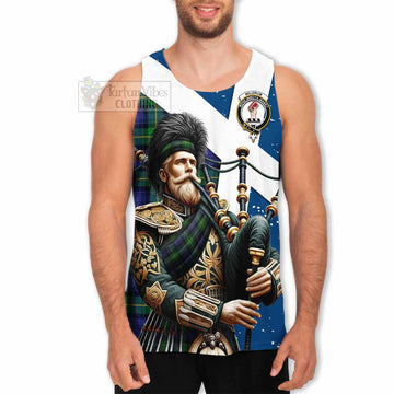 Meldrum Tartan Men's Tank Top with Family Crest Scottish Bagpiper Vibes