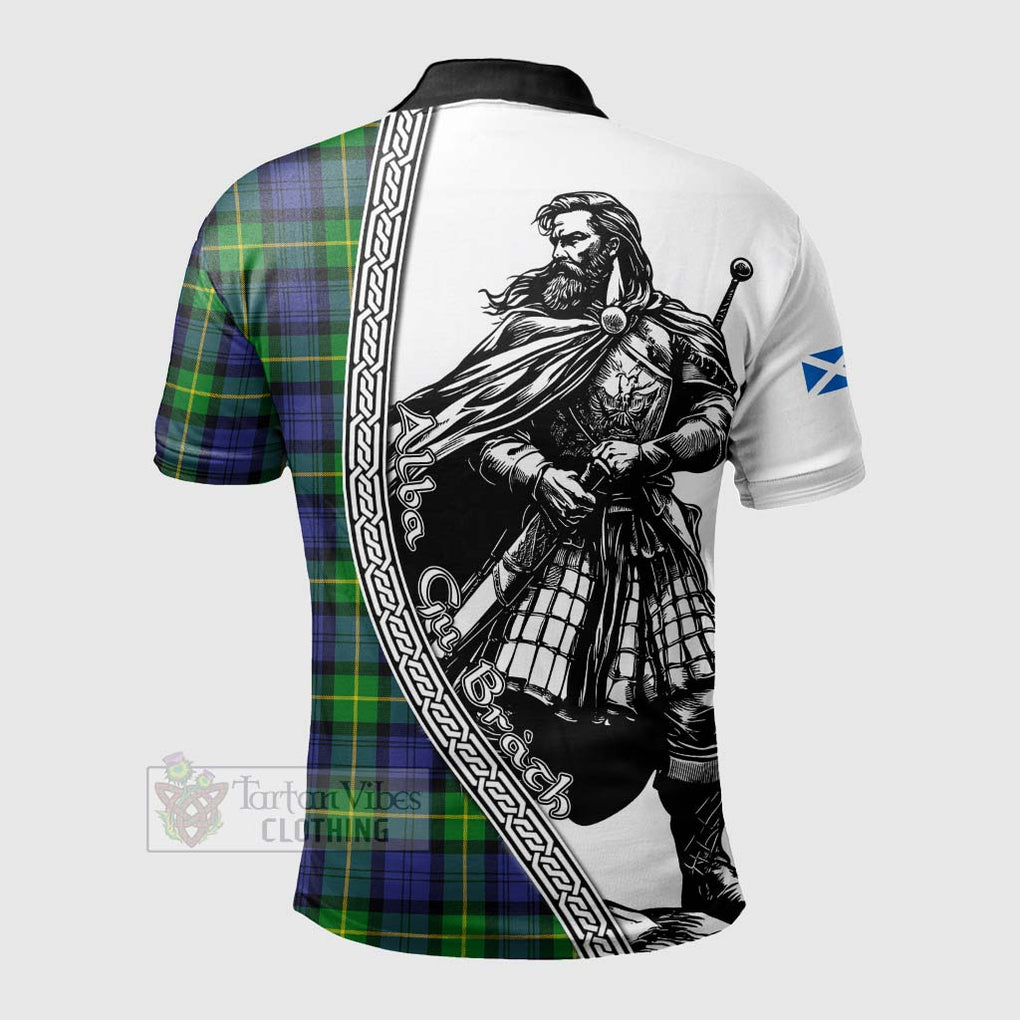 Tartan Vibes Clothing Meldrum Tartan Clan Crest Polo Shirt with Highlander Warrior Celtic Style