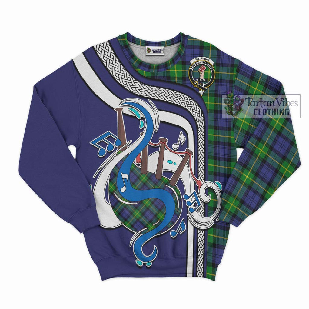 Tartan Vibes Clothing Meldrum Tartan Sweatshirt with Epic Bagpipe Style