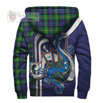 Meldrum Tartan Sherpa Hoodie with Epic Bagpipe Style