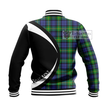 Meldrum Tartan Baseball Jacket with Family Crest Circle Style - Tartan Vibes Clothing