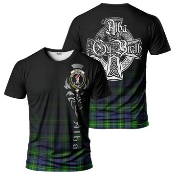 Meldrum Tartan T-Shirt Featuring Alba Gu Brath Family Crest Celtic Inspired