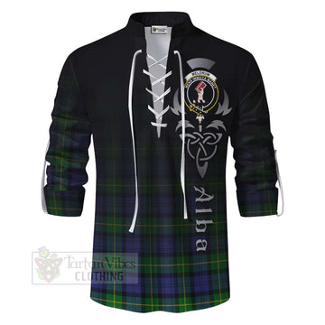 Meldrum Tartan Ghillie Kilt Shirt Featuring Alba Gu Brath Family Crest Celtic Inspired - Tartan Vibes Clothing
