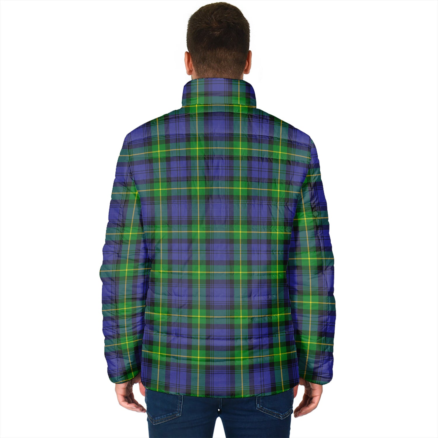 Meldrum Tartan Padded Jacket with Family Crest - Tartanvibesclothing