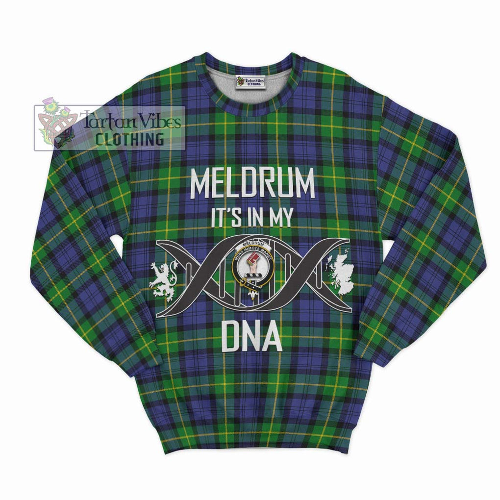 Meldrum Tartan Sweatshirt with Family Crest DNA In Me Style - Tartanvibesclothing Shop