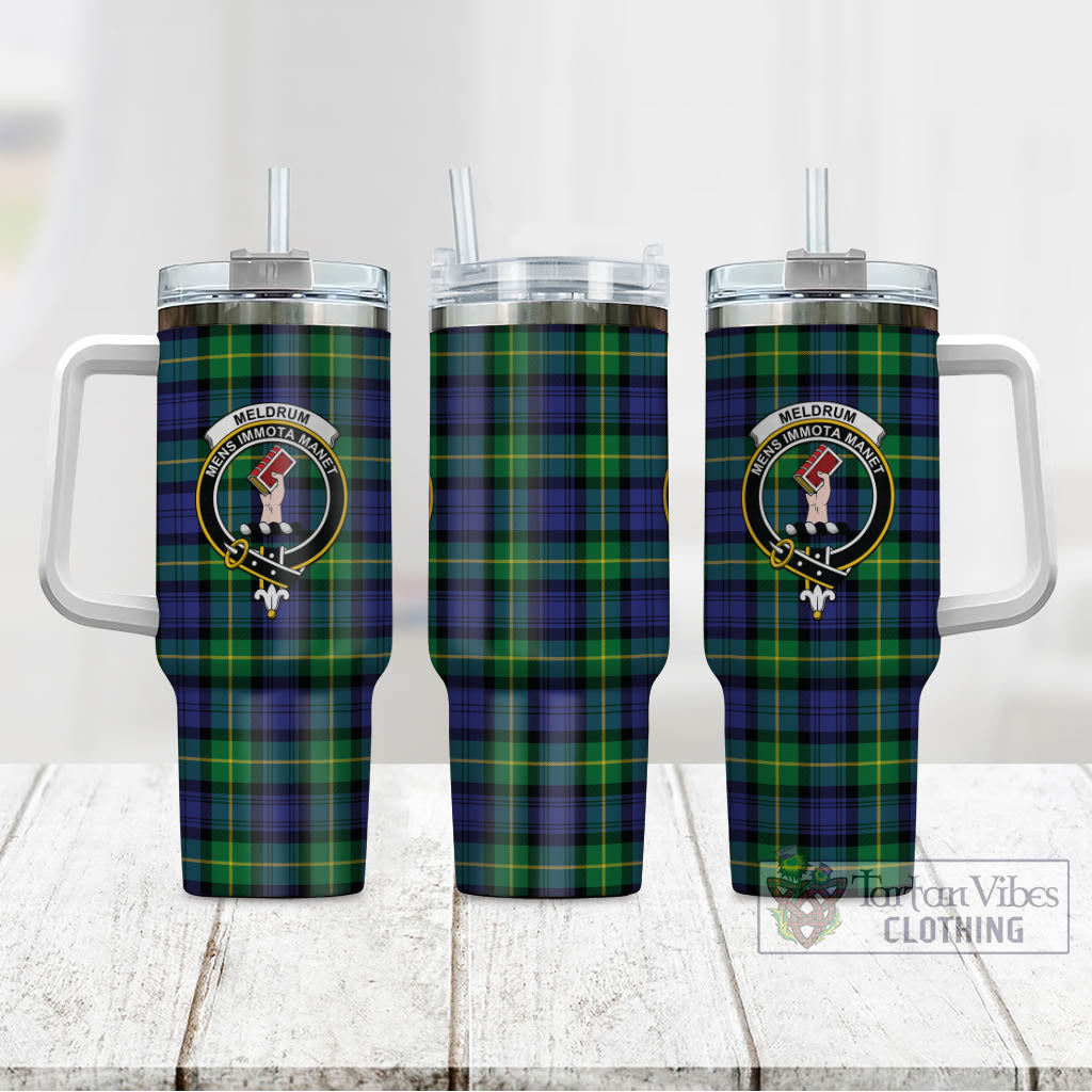 Tartan Vibes Clothing Meldrum Tartan and Family Crest Tumbler with Handle