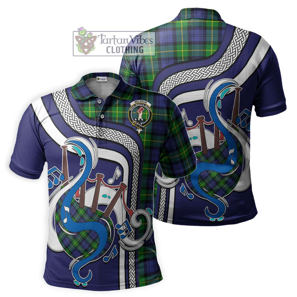 Tartan Vibes Clothing Meldrum Tartan Polo Shirt with Epic Bagpipe Style