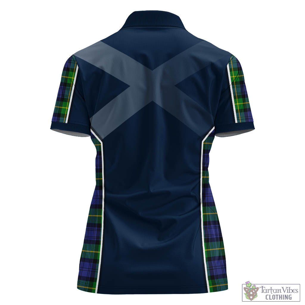 Tartan Vibes Clothing Meldrum Tartan Women's Polo Shirt with Family Crest and Scottish Thistle Vibes Sport Style