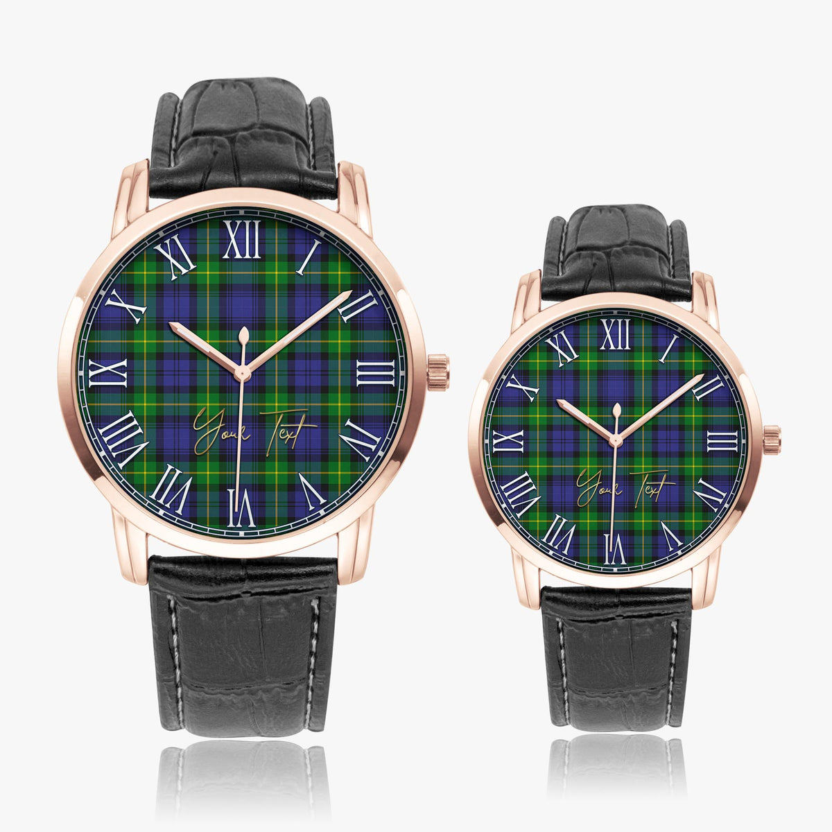 Meldrum Tartan Personalized Your Text Leather Trap Quartz Watch - Tartan Vibes Clothing