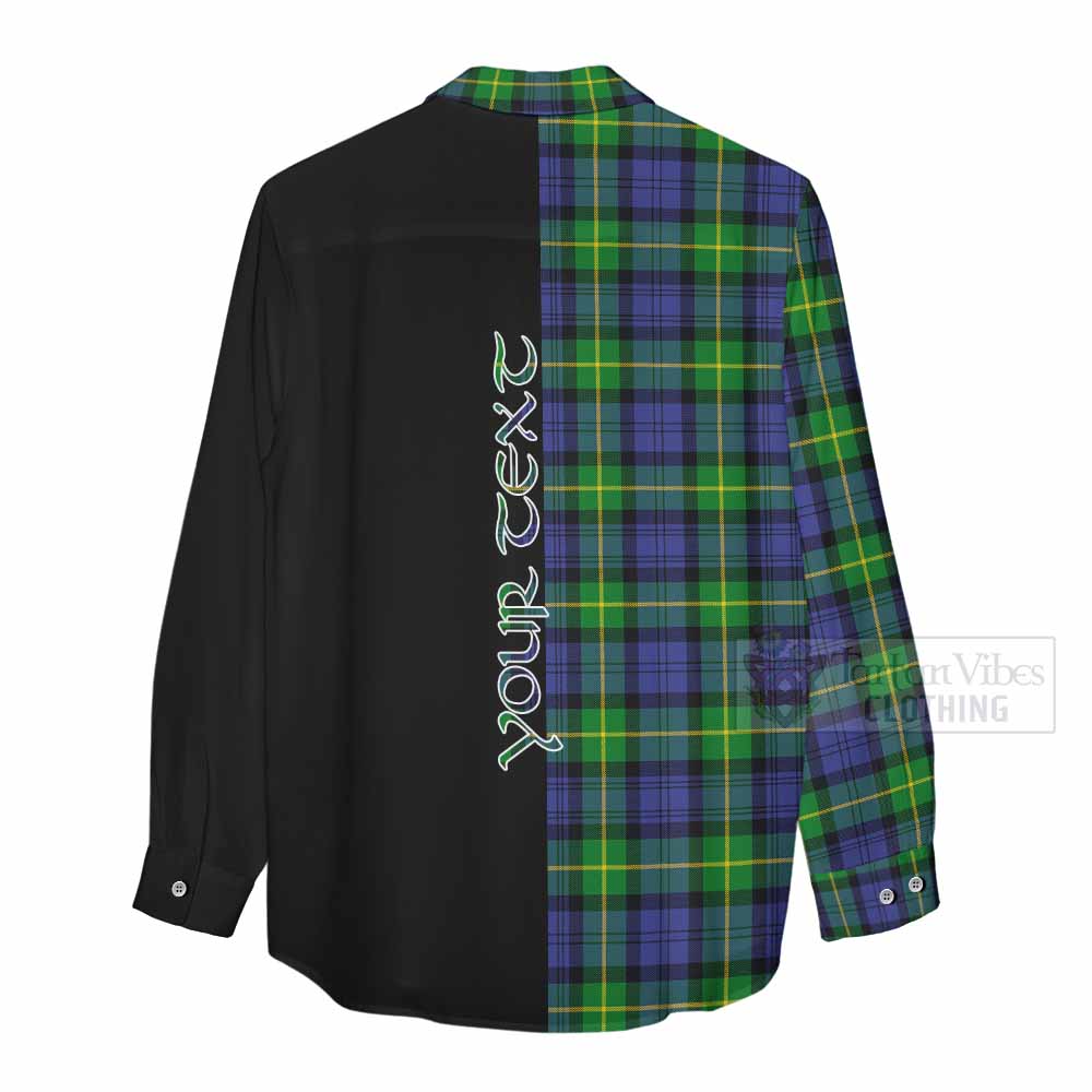 Tartan Vibes Clothing Meldrum Tartan Women's Casual Shirt with Family Crest and Half Of Me Style