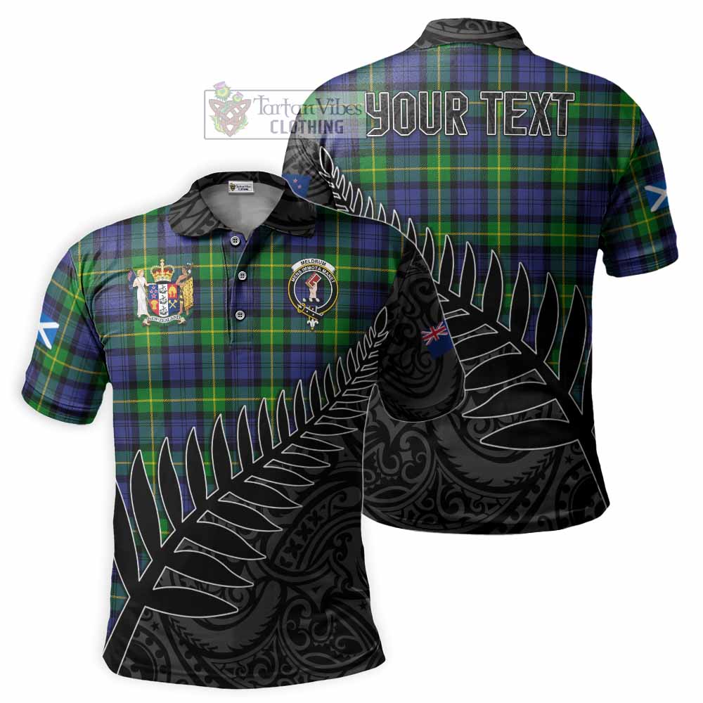 Meldrum Crest Tartan Polo Shirt with New Zealand Silver Fern Half Style