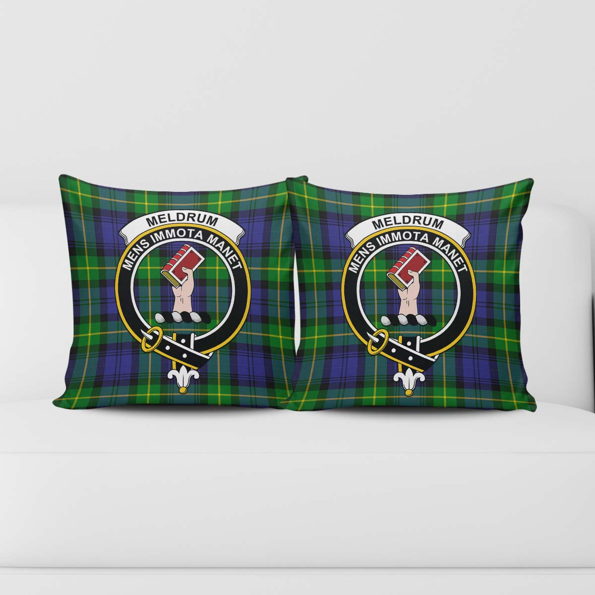 Meldrum Tartan Pillow Cover with Family Crest - Tartanvibesclothing