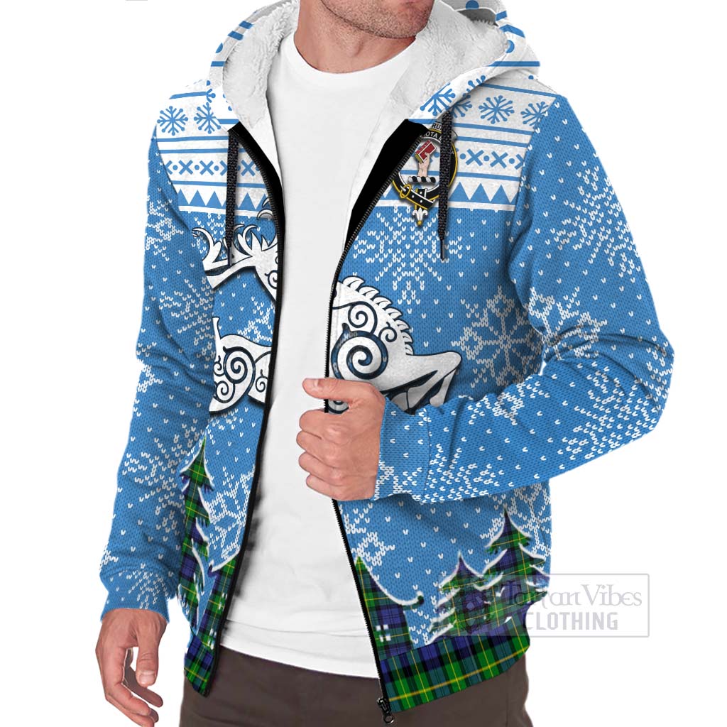 Meldrum Clan Christmas Sherpa Hoodie Celtic Reindeer Style Unisex - Tartan Vibes Clothing