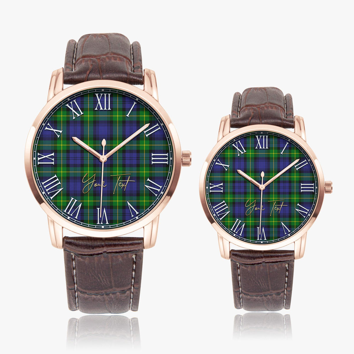 Meldrum Tartan Personalized Your Text Leather Trap Quartz Watch - Tartan Vibes Clothing