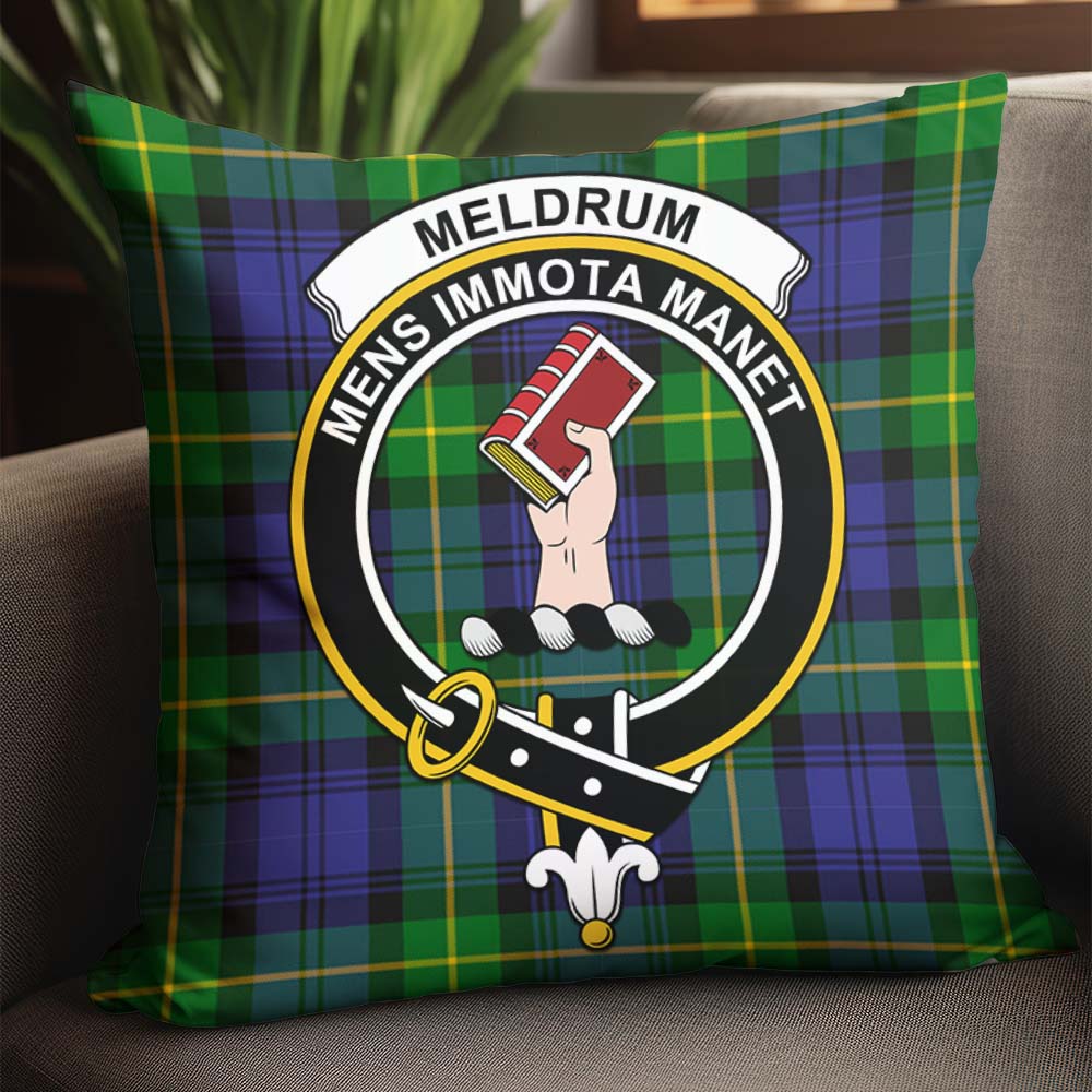 Meldrum Tartan Pillow Cover with Family Crest - Tartanvibesclothing