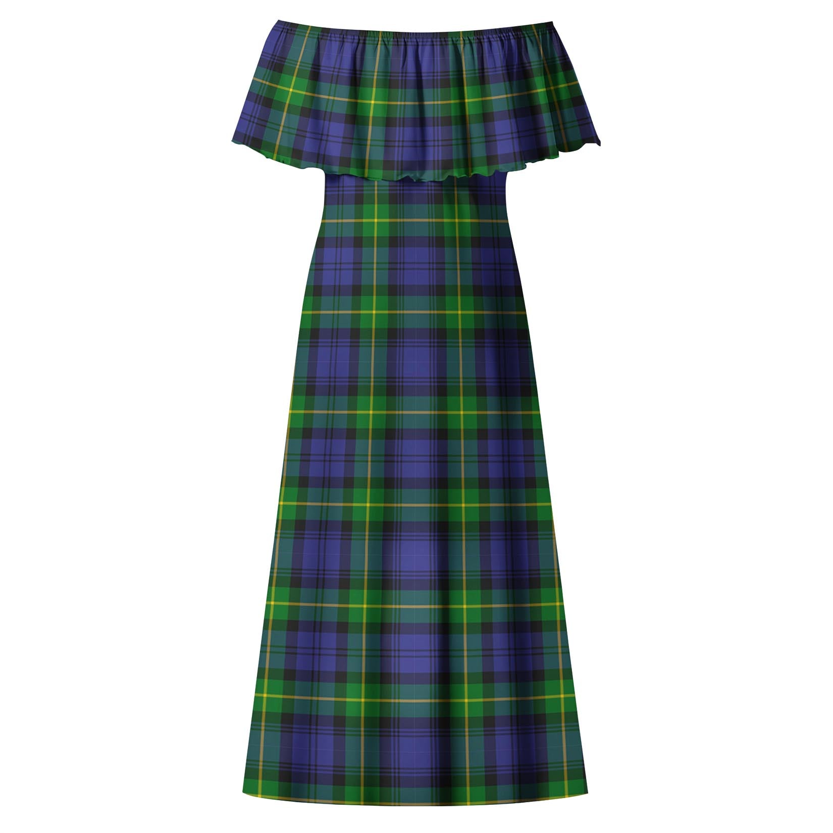 Meldrum Tartan Off Shoulder Long Dress - Tartanvibesclothing