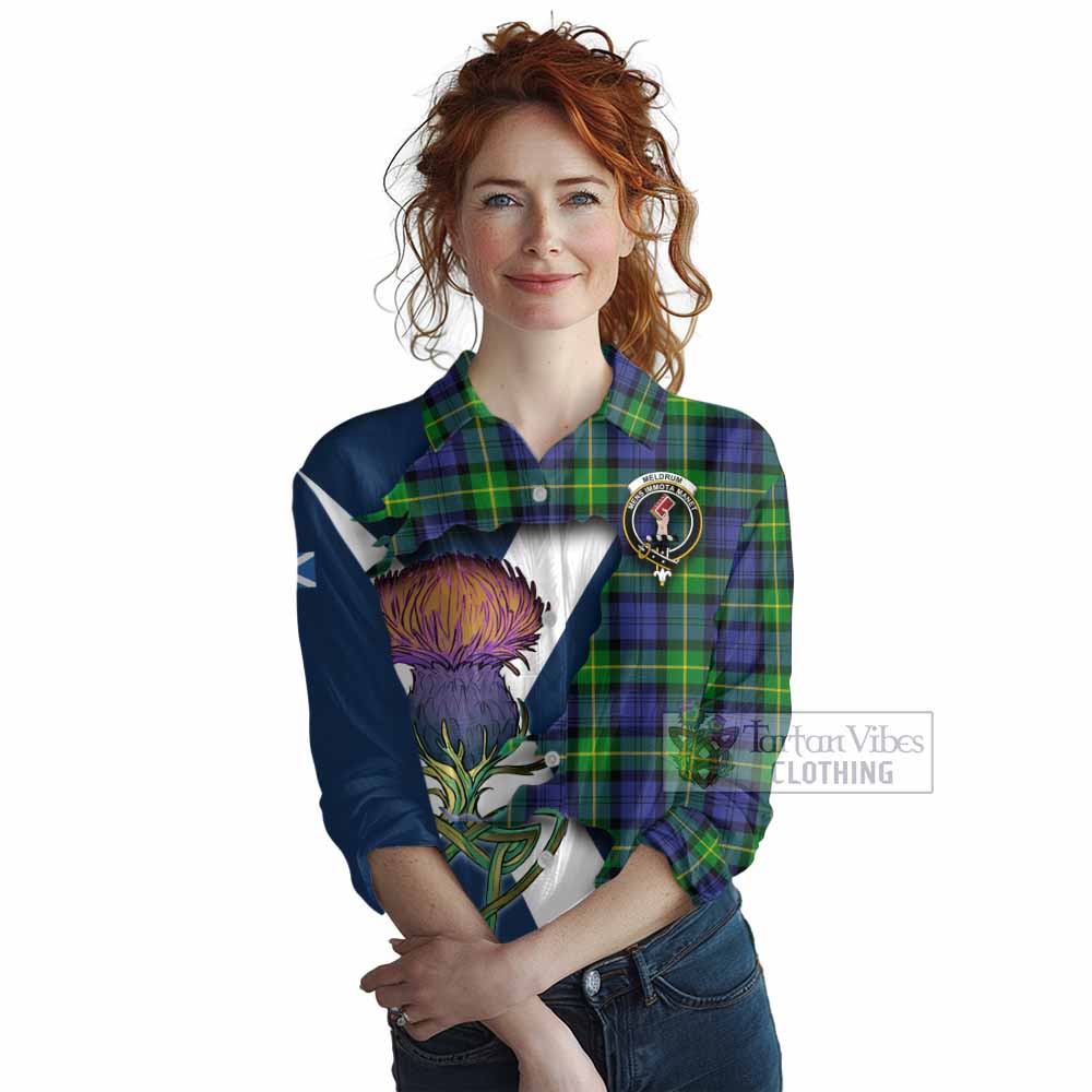 Meldrum Tartan Family Crest Women's Casual Shirt Scottish Thistle Celtic Inspired - Tartan Vibes Clothing
