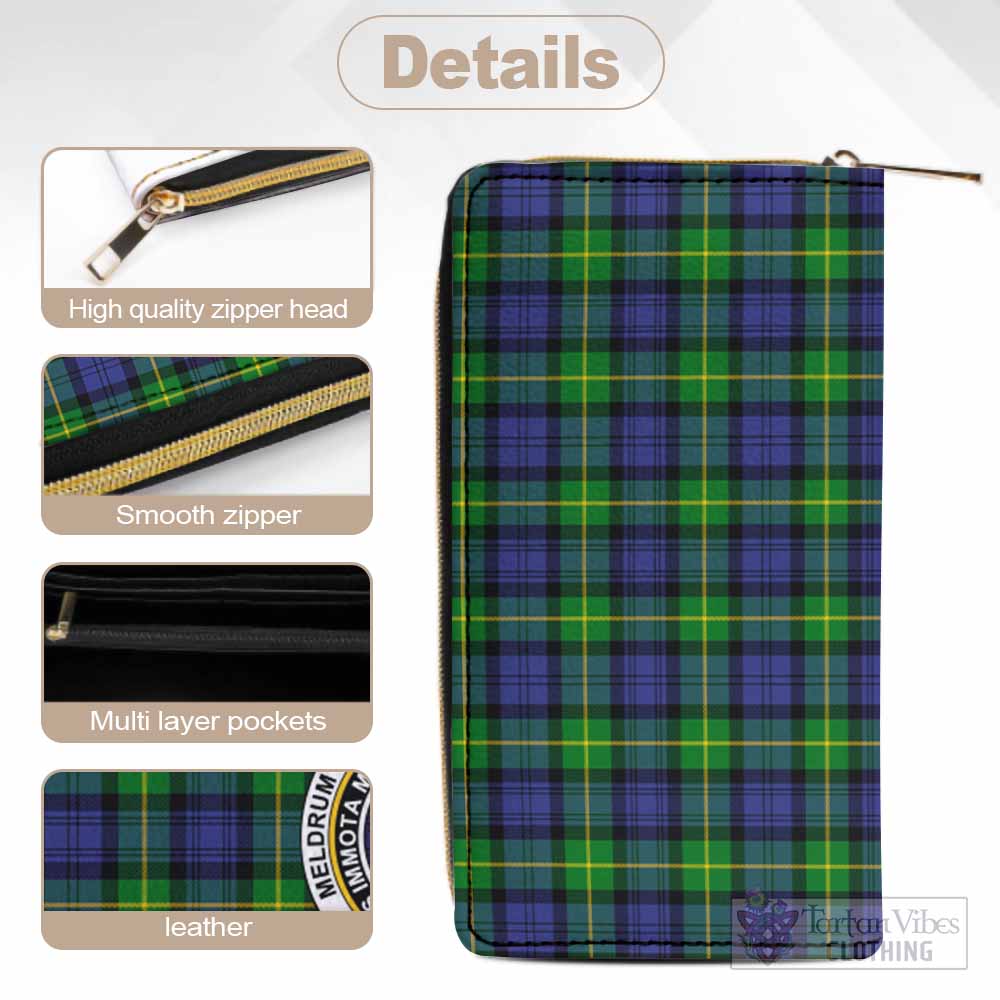 Meldrum Tartan Women's Leather Wallet with Family Crest - Tartan Vibes Clothing