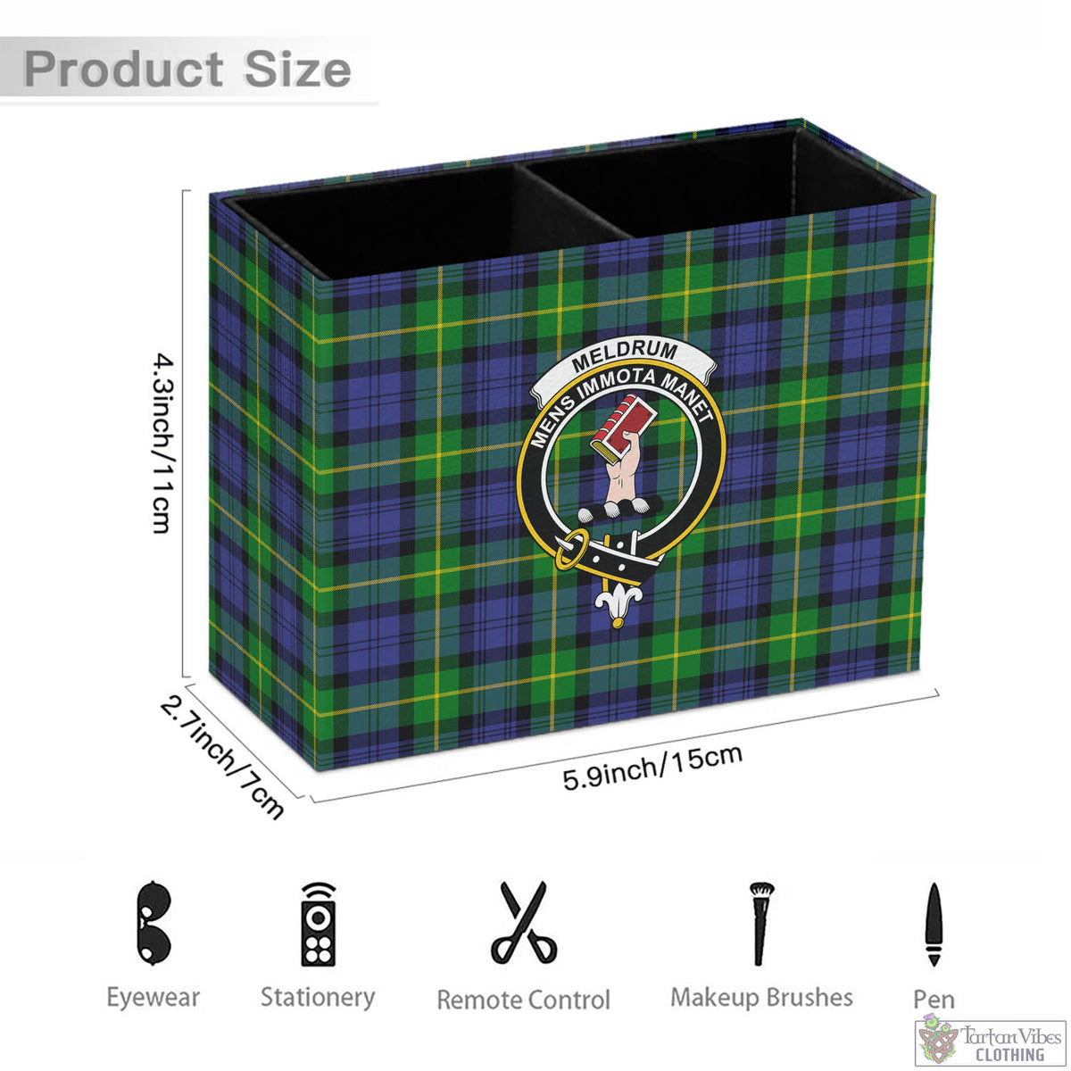 Meldrum Tartan Pen Holder with Family Crest - Tartan Vibes Clothing