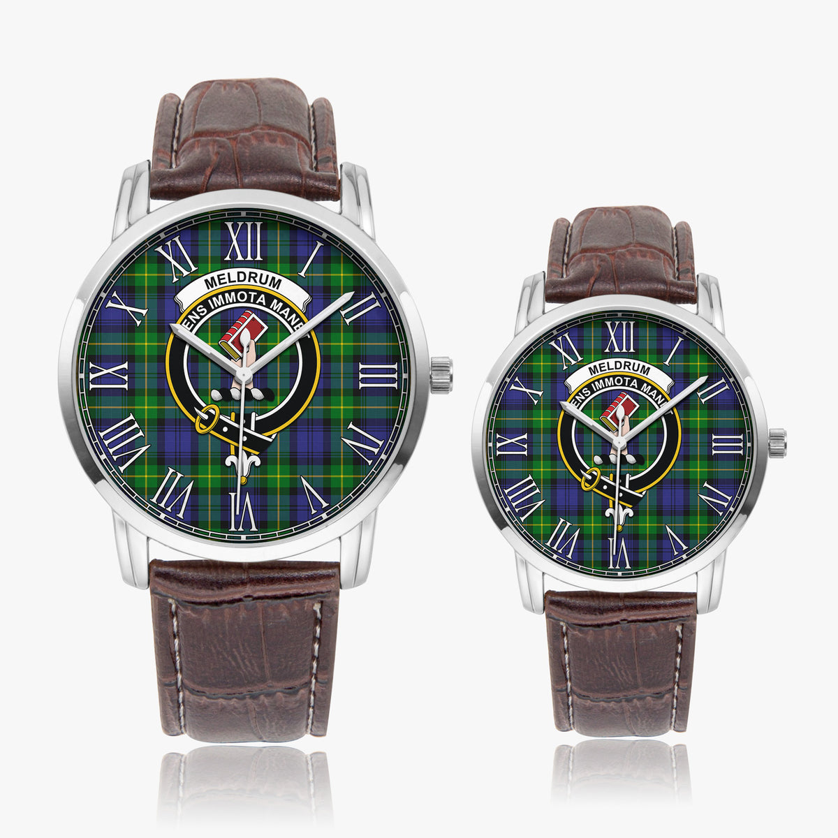Meldrum Tartan Family Crest Leather Strap Quartz Watch - Tartan Vibes Clothing