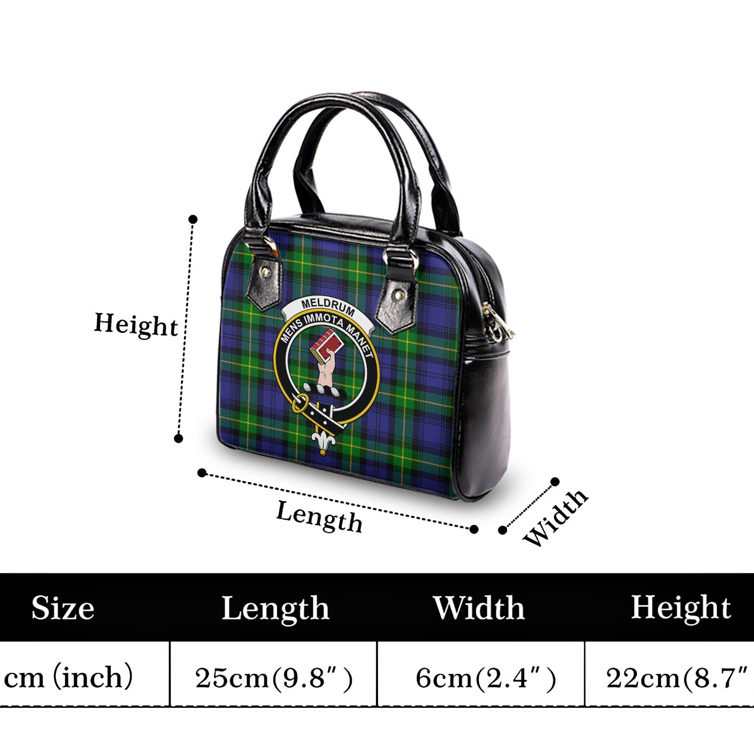 Meldrum Tartan Shoulder Handbags with Family Crest - Tartanvibesclothing