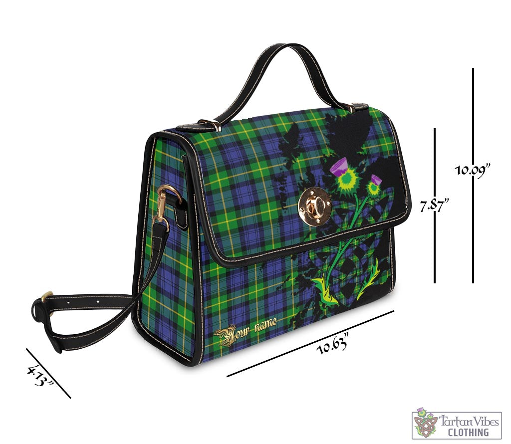 Tartan Vibes Clothing Meldrum Tartan Waterproof Canvas Bag with Scotland Map and Thistle Celtic Accents