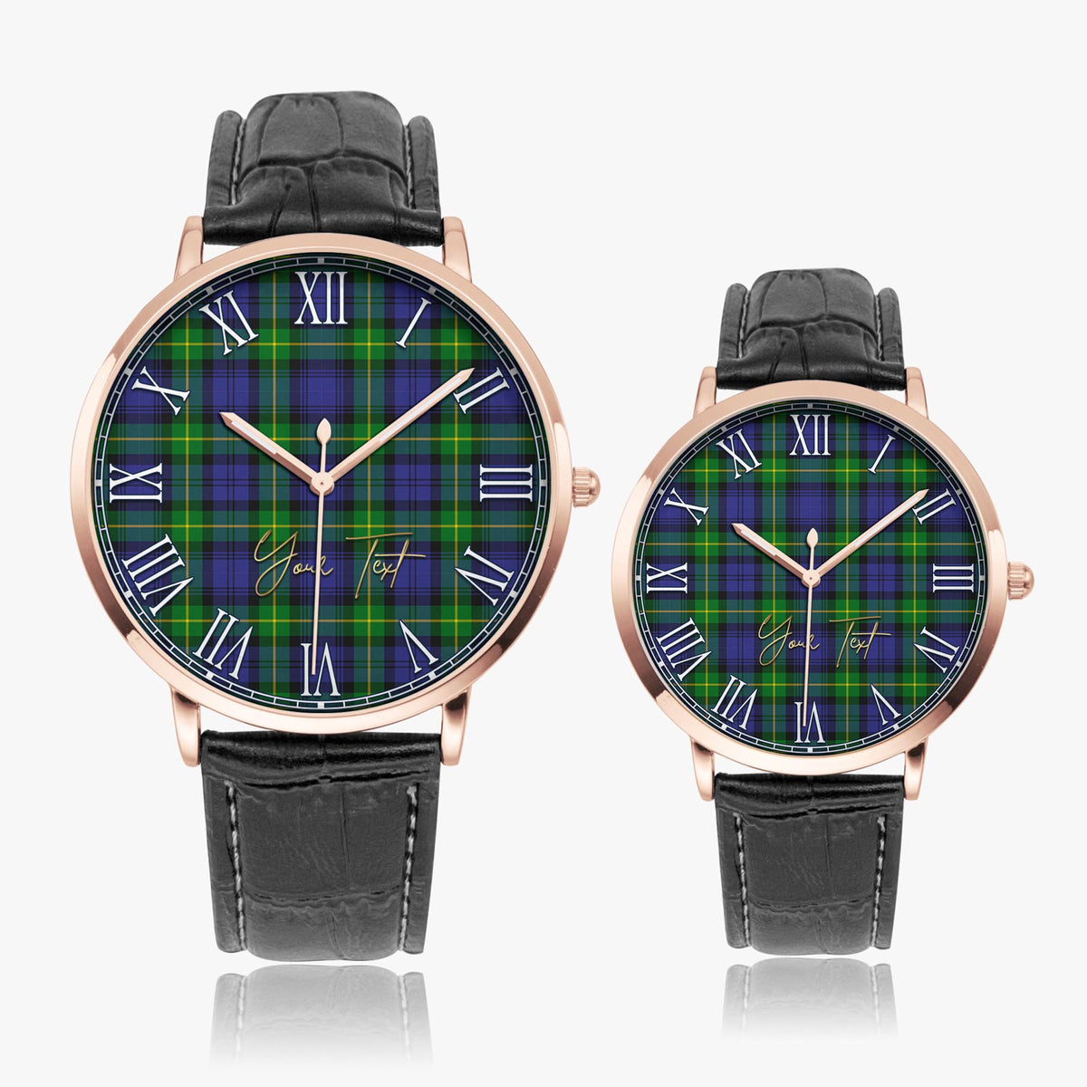 Meldrum Tartan Personalized Your Text Leather Trap Quartz Watch - Tartan Vibes Clothing