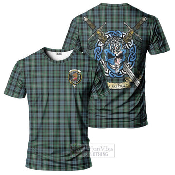 Melville Tartan T-Shirt with Family Crest Celtic Skull Style