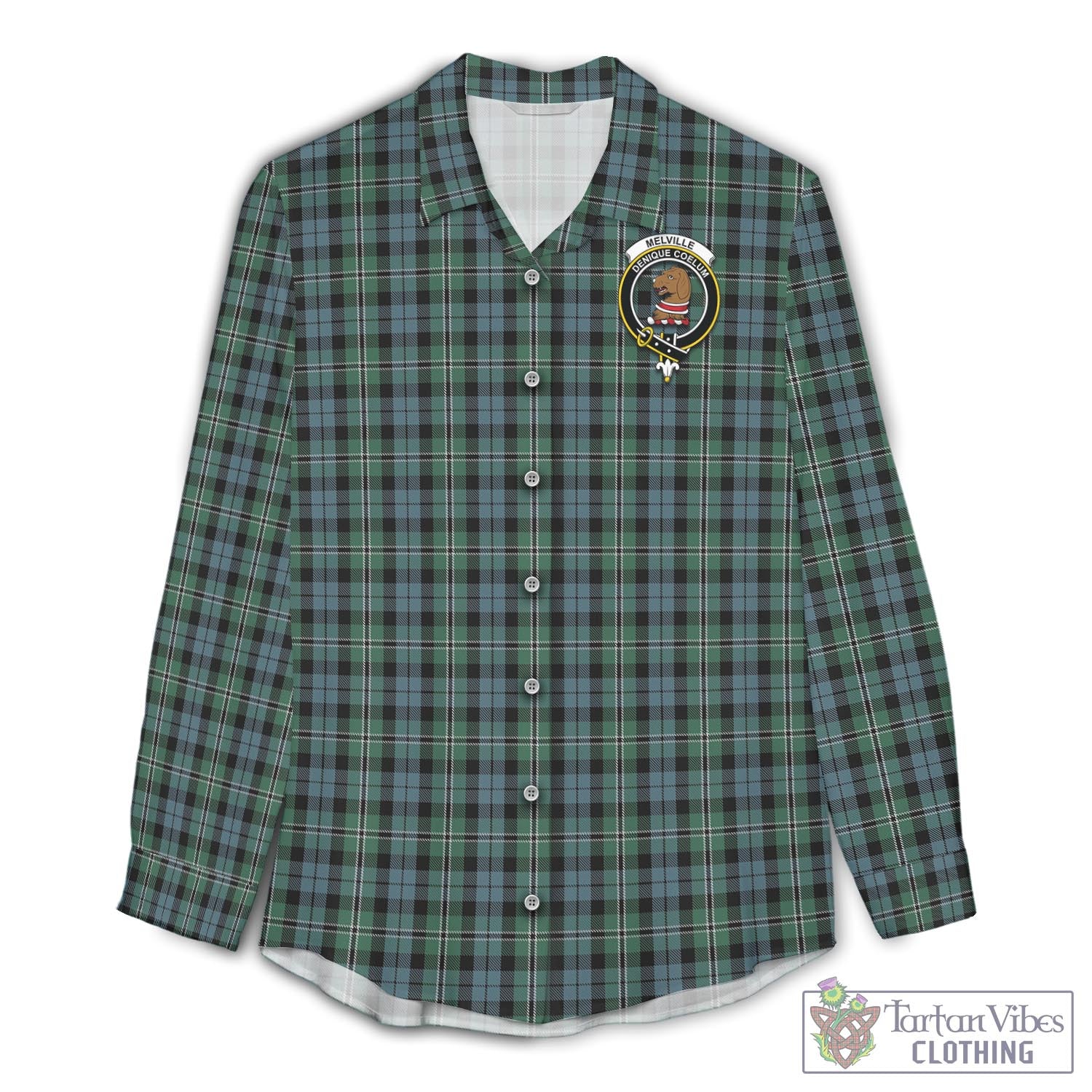 Tartan Vibes Clothing Melville Tartan Womens Casual Shirt with Family Crest