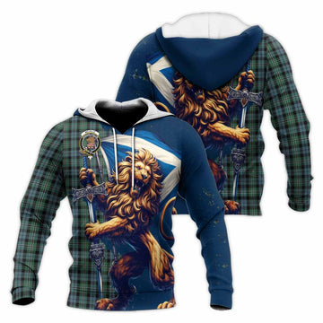 Melville Tartan Family Crest Knitted Hoodie with Scottish Majestic Lion