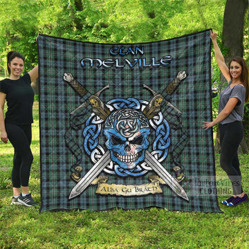 Melville Tartan Quilt with Celtic Skull Alba Gu Brath Style