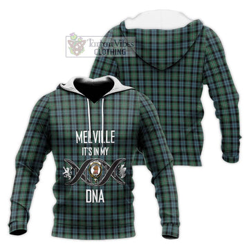 Melville Tartan Knitted Hoodie with Family Crest DNA In Me Style