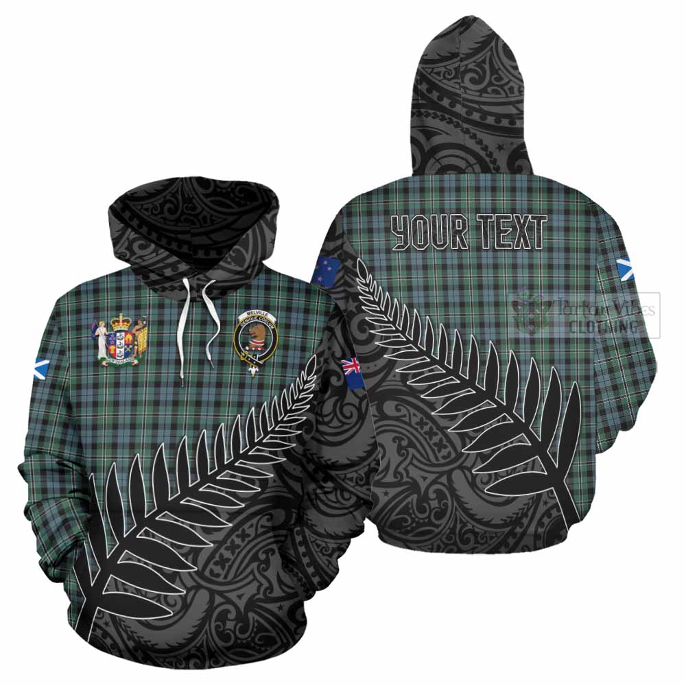 Tartan Vibes Clothing Melville Crest Tartan Hoodie with New Zealand Silver Fern Half Style