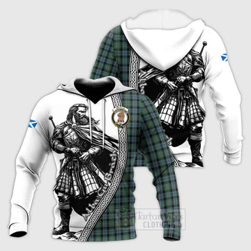 Melville Tartan Clan Crest Knitted Hoodie with Highlander Warrior Celtic Style