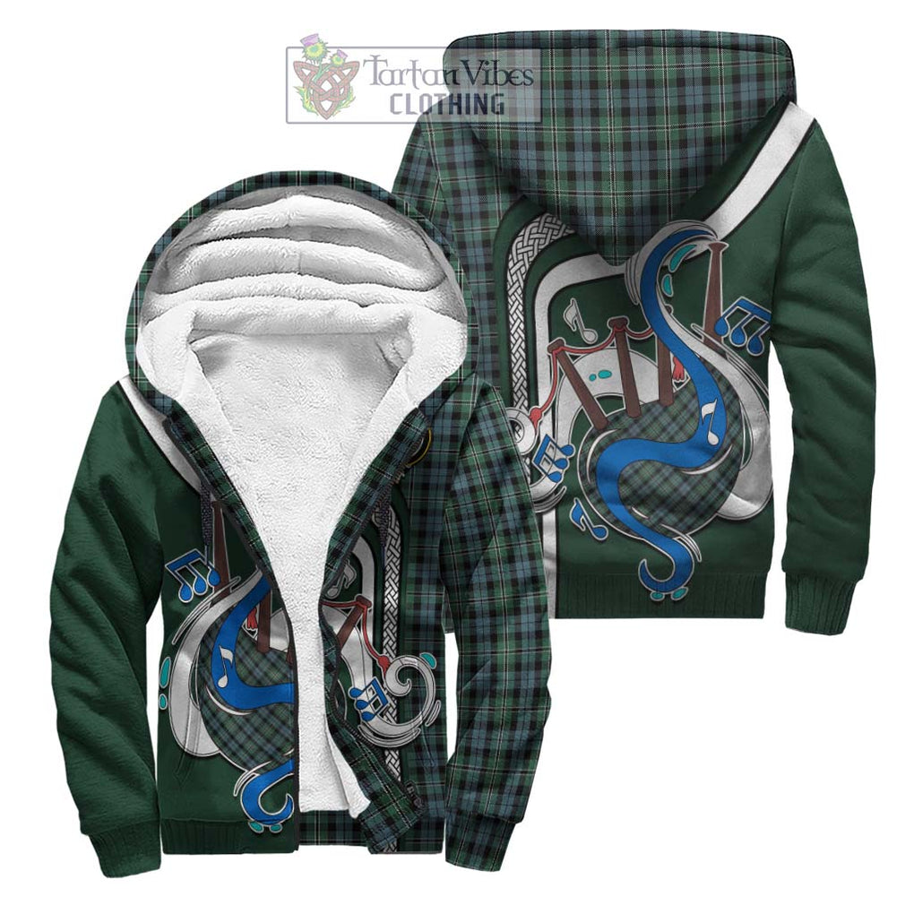 Melville Tartan Sherpa Hoodie with Epic Bagpipe Style Unisex S - Tartanvibesclothing Shop