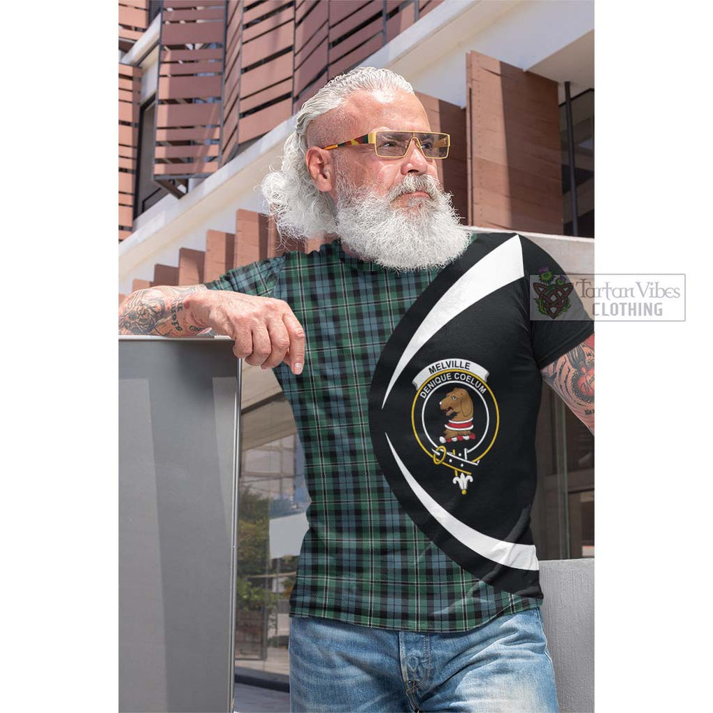 Melville Tartan Cotton T-shirt with Family Crest Circle Style Men's Shirt - Tartan Vibes Clothing