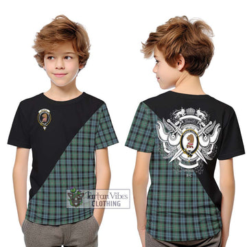 Melville Tartan Kid T-Shirt with Family Crest and Military Logo Style