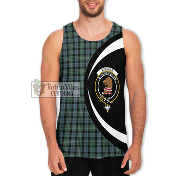 Melville Tartan Men's Tank Top with Family Crest Circle Style