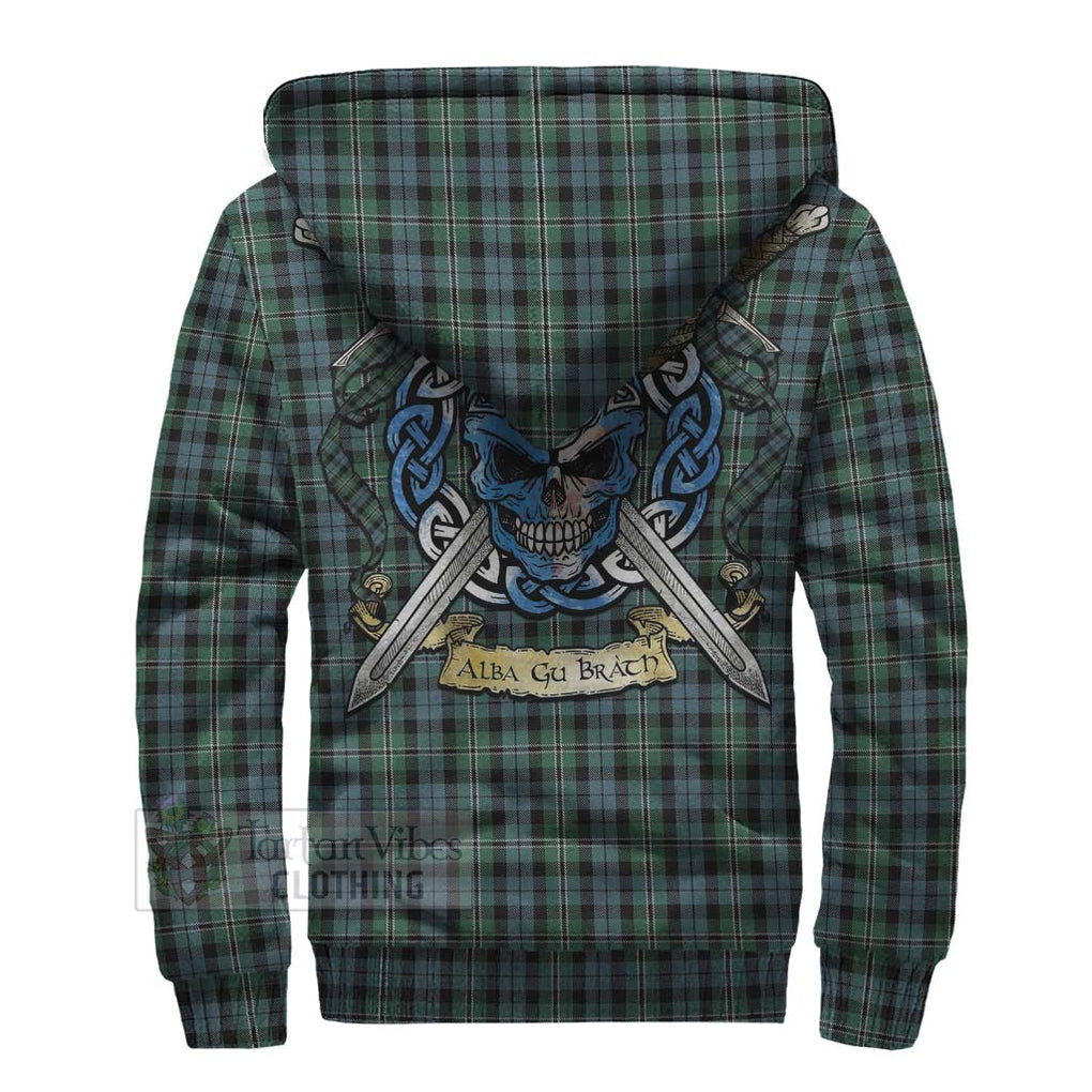 Tartan Vibes Clothing Melville Tartan Sherpa Hoodie with Family Crest Celtic Skull Style