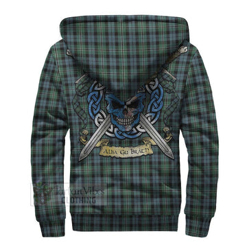 Melville Tartan Sherpa Hoodie with Family Crest Celtic Skull Style