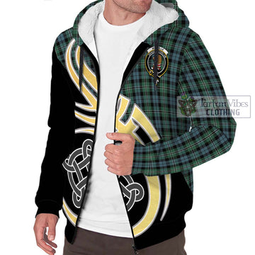 Melville Tartan Sherpa Hoodie with Family Crest and Celtic Symbol Style