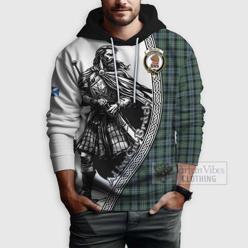 Melville Tartan Clan Crest Hoodie with Highlander Warrior Celtic Style