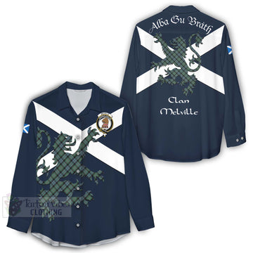 Melville Tartan Lion Rampant Women's Casual Shirt Proudly Display Your Heritage with Alba Gu Brath and Clan Name