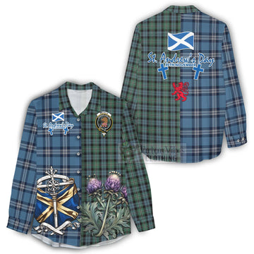 Melville Tartan Women's Casual Shirt Happy St. Andrew's Day Half Tartan Style