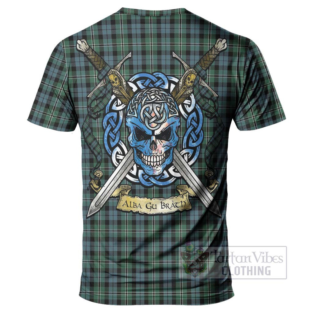 Tartan Vibes Clothing Melville Tartan T-Shirt with Family Crest Celtic Skull Style