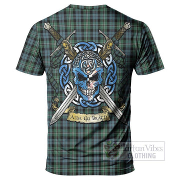 Melville Tartan T-Shirt with Family Crest Celtic Skull Style