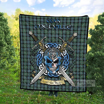 Melville Tartan Quilt with Celtic Skull Alba Gu Brath Style