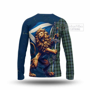 Melville Tartan Family Crest Long Sleeve T-Shirt with Scottish Majestic Lion - Tartan Vibes Clothing